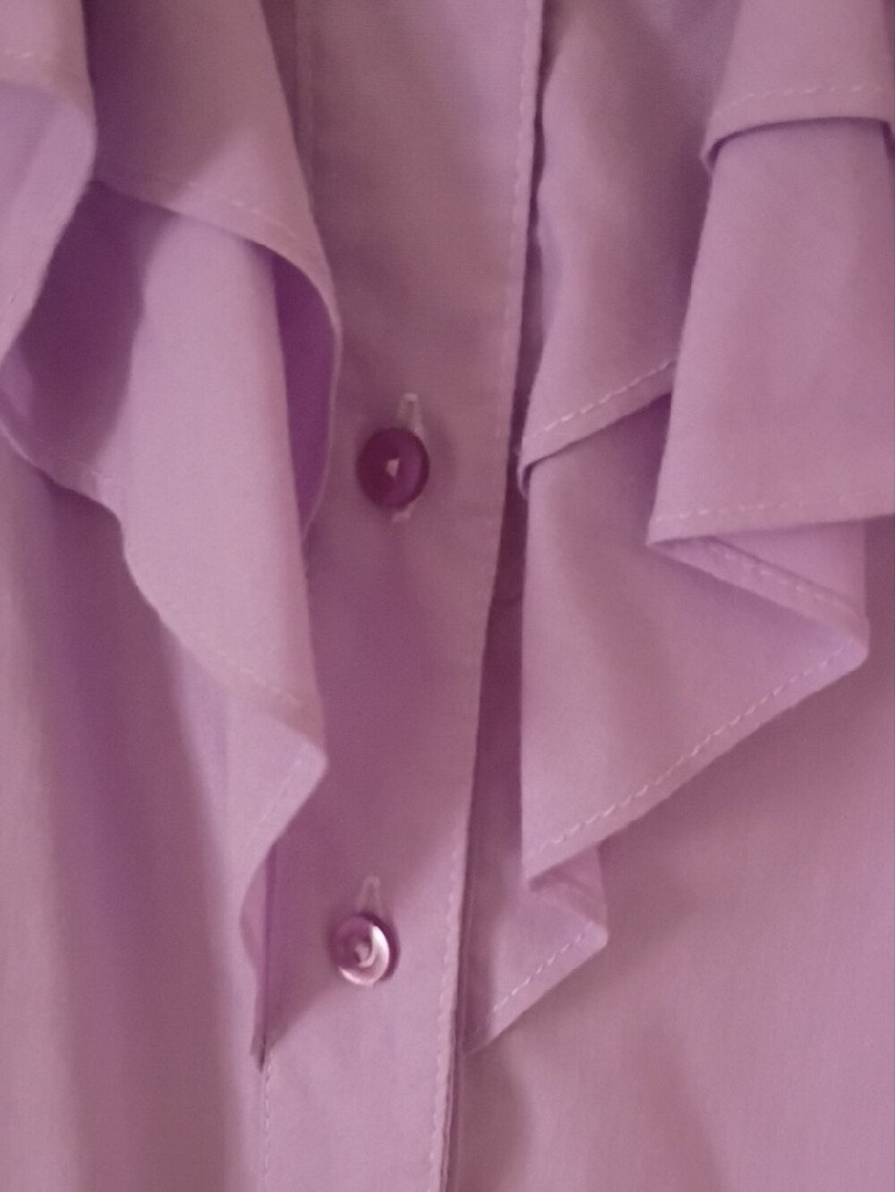 Lavender Ruffle V-Neck Button Front Blouse - Picture 3 of 4